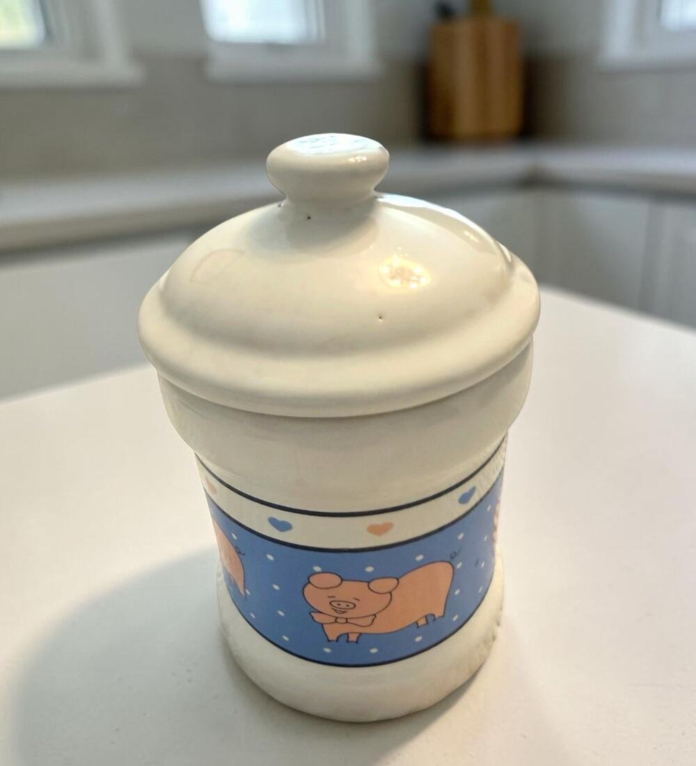 NEW Vintage Fat Can Pig Chef Ceramic Grease Jar Canister with Lid 4054/67